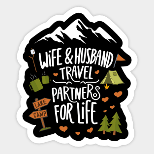 Wife & Husband Travel Partners For Life Honeymoon Outdoor Sticker